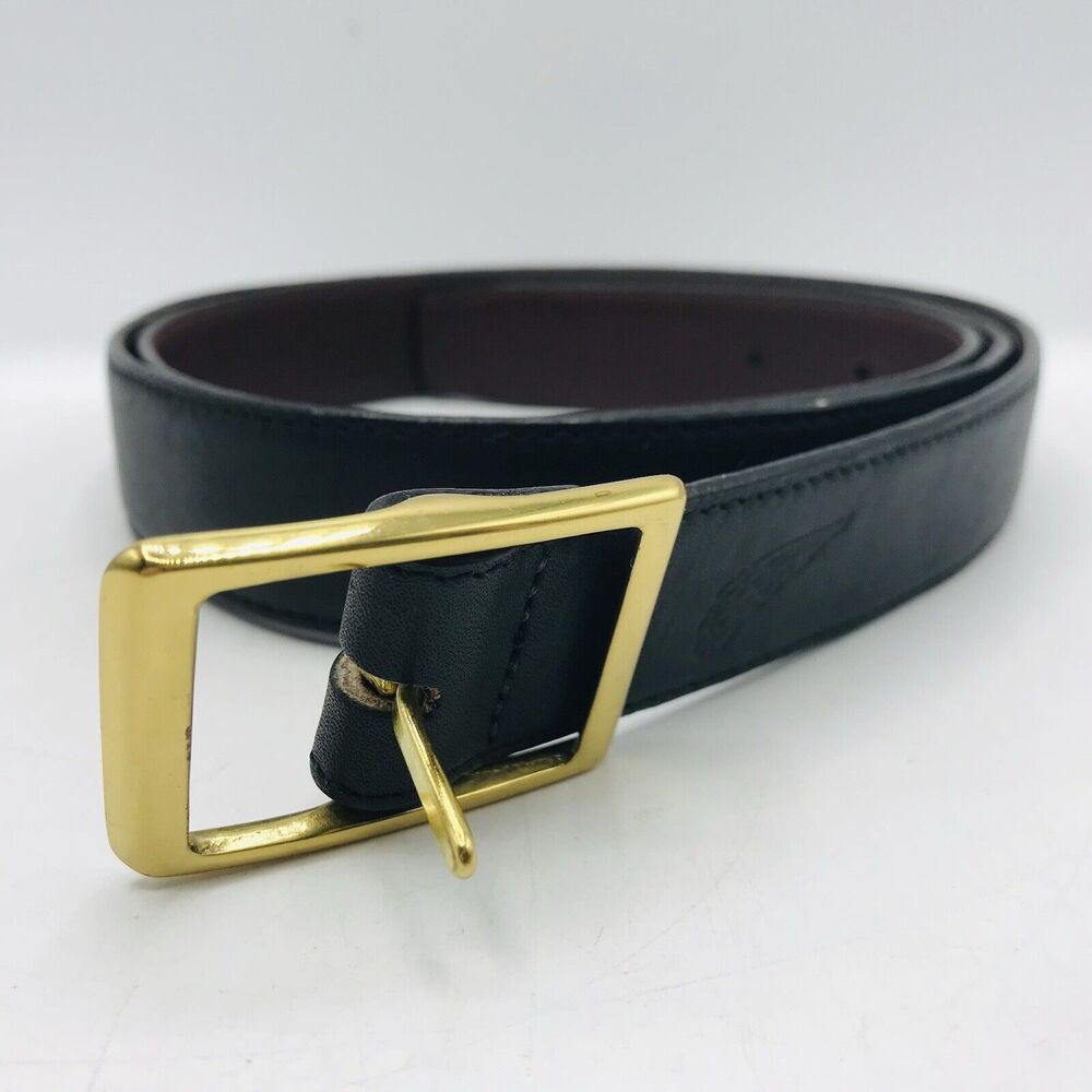 Men's Black Brown Belt Faux Leather High Quality Gold Buckle Made In USA Size 44